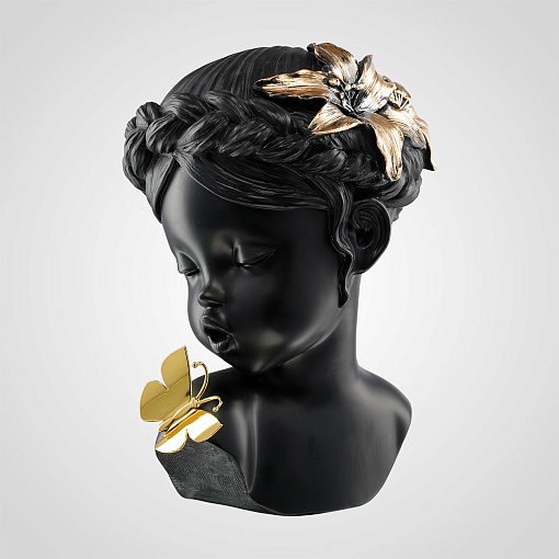 Декоративная статуэтка для интерьера "Девочка с бабочкой" (черная)