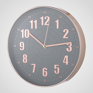 Часы настенные Серые с бронзовым циферблатом (полимер) -  D 30 см