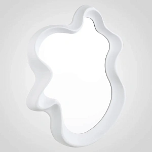 Настенное интерьерное зеркало  АВАНГАРД  форма кляксы белого цвета