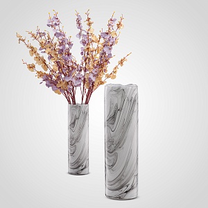 Интерьерная стеклянная ваза "Black marble" L
