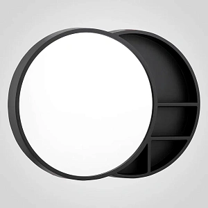 Настенное интерьерное зеркало полка   АВАНГАРД  круглое черного  цвета