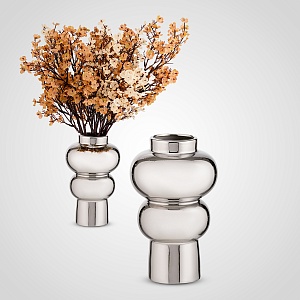 Керамическая серебристая ваза "Триобль"