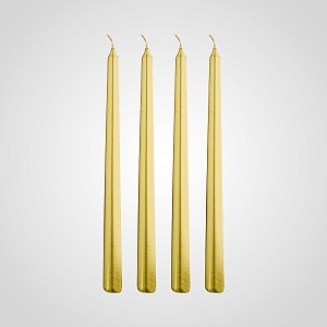 Набор из 4 золотистых свечей 24 см