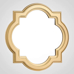 Настенное интерьерное зеркало  АВАНГАРД круг-квадрат золотистого  цвета