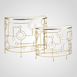 Золотистый Дизайнерский Набор из 2-х Интерьерных Консолей