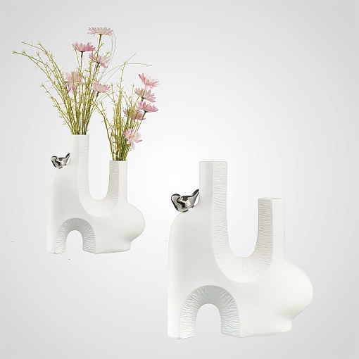 Дизайнерская белая ваза в скандинавском стиле