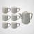 Керамический Серый Набор для Чаепития : Поднос,Чайник, 6 Кружек 
