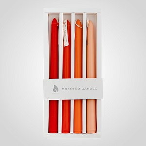 Набор из 4х красно-оранжевых свечей в подарочной упаковке "Scented candle"