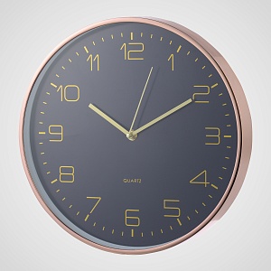 Часы настенные с черным  циферблатом (полимер) -  D 30 см