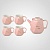 Керамический Розовый Набор для Чаепития : Поднос,Чайник, 4 Кружки "Sweet Life"
