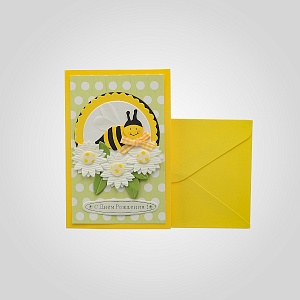 Открытка Поздравительная Ручной Работы с Пчелкой "С Днем Рождения" от 5 шт.