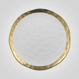 Белая Керамическая Тарелка 26,5 см. "Cracked" с Золотистой Каймой
