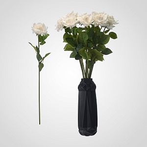 Интерьерная Искусственная Белая Роза  80 см.(от 12 штук)