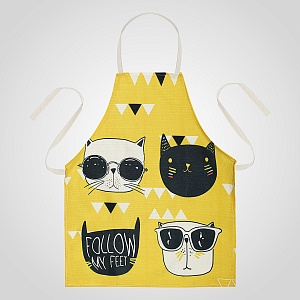 Фартук Cats & Friends желтого цвета с кошками 68*55 см