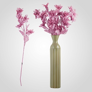 Декоративная розовая блестящая ветка от 12 шт.