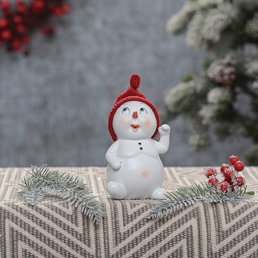 Снеговичок в Шапочке Удивленный Малый (Полистоун,от 6 штук)