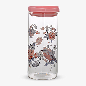 Банка Стеклянная для Сыпучих Птичка в Розах XL (1200 ml)