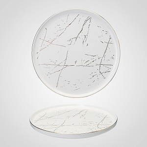 Тарелка Белая Сервировочная 25,5 см. "Мрамор" (Керамика)