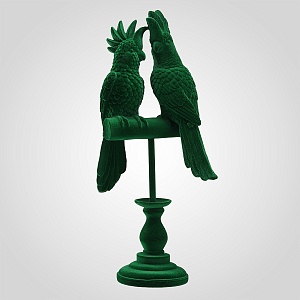 Декоративная зелёная фигурка "Попугаи" из флокированной ткани