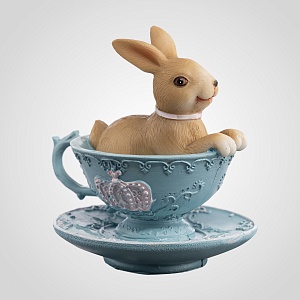Фигура Декор "Кролик в голубой чашке" от 4-х шт. (Полистоун)