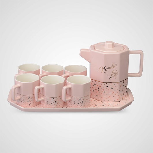 Керамический Розовый Набор для Чаепития "Nordic Life"