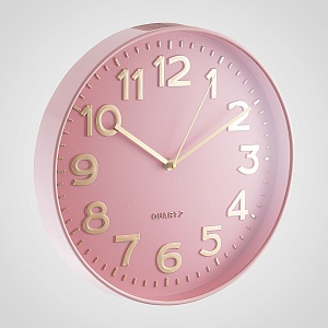 Часы Настенные  Розовые с золотистыми цифрами 30 см. (Полимер)