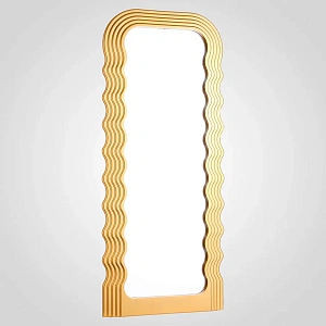 Настенное интерьерное зеркало волна  АВАНГАРД золотого цвета 