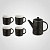 Керамический Черный Набор для Чаепития : Поднос,Чайник, 4 Кружки  "Love your Life"